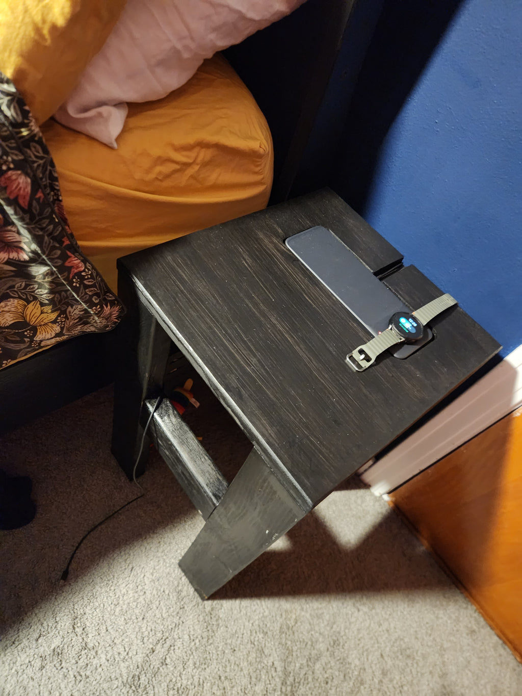 Bedroom side table w/ charger inlay.