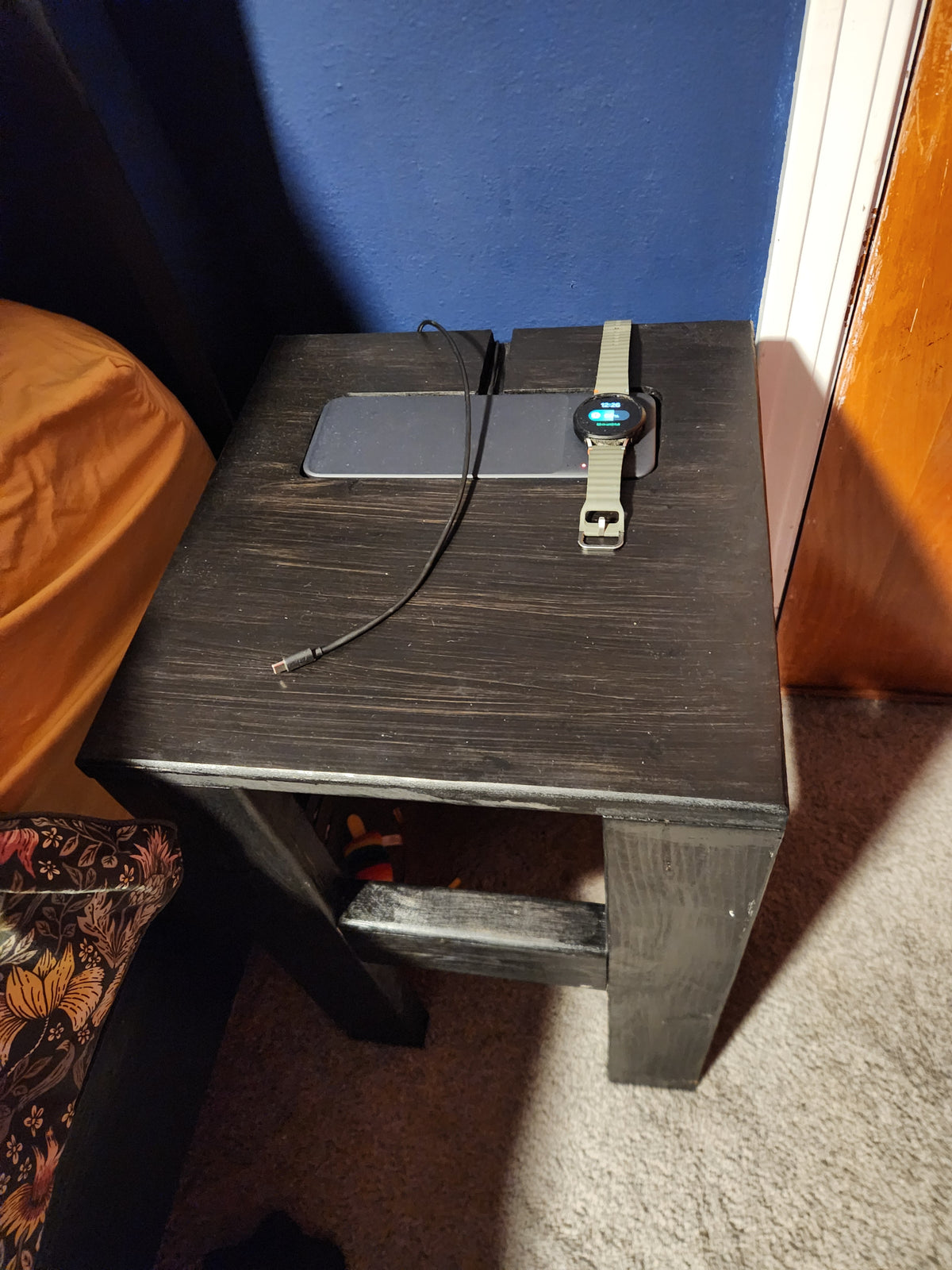 Bedroom side table w/ charger inlay.